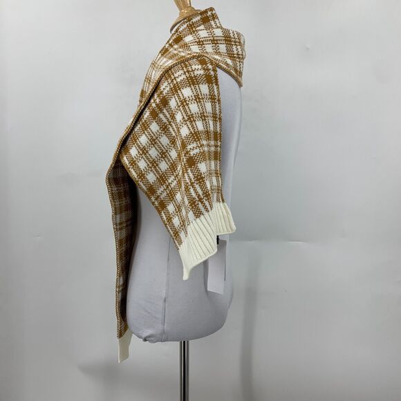 Timberland Knit Scarf Women 62X10 Spice Cream Buffalo Plaid Cozy Soft Rib Trim - Picture 5 of 16